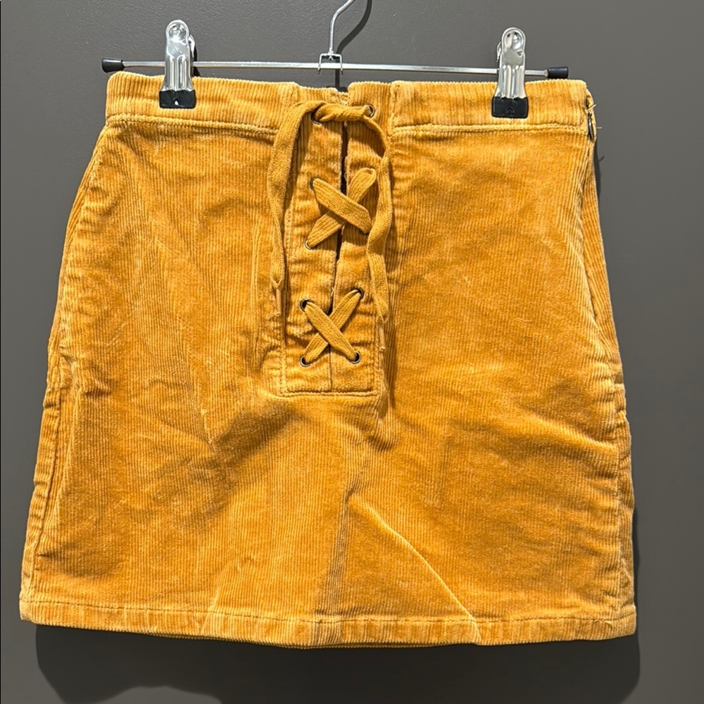 SO Mustard Corduroy Mini Skirt